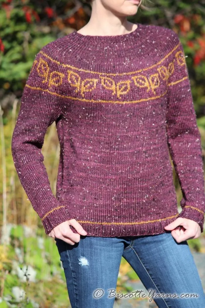 Fallen Leaves free yoke sweater pattern