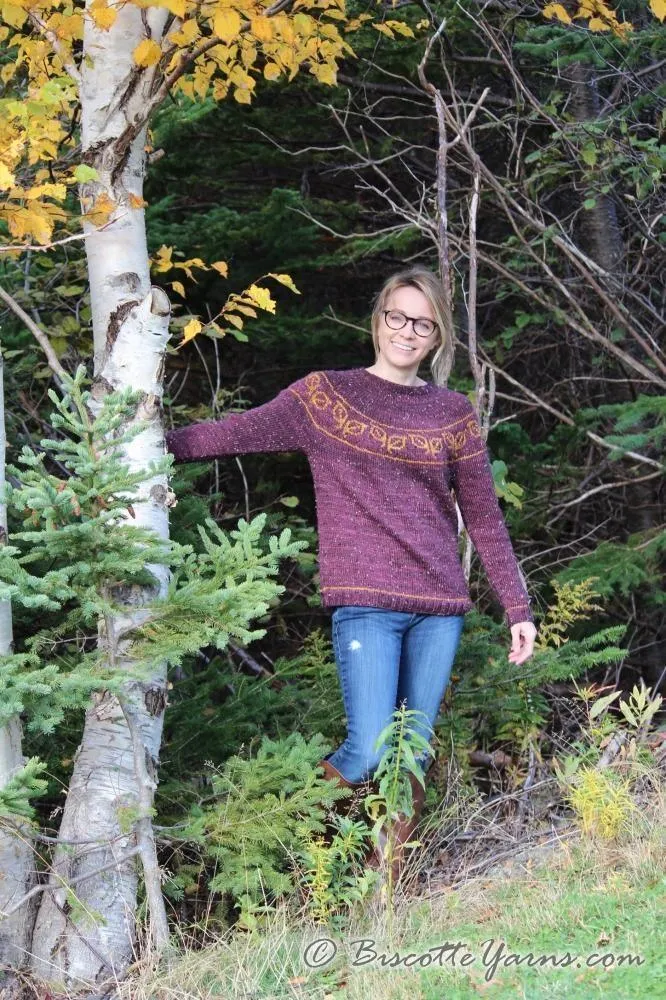 Fallen Leaves free yoke sweater pattern