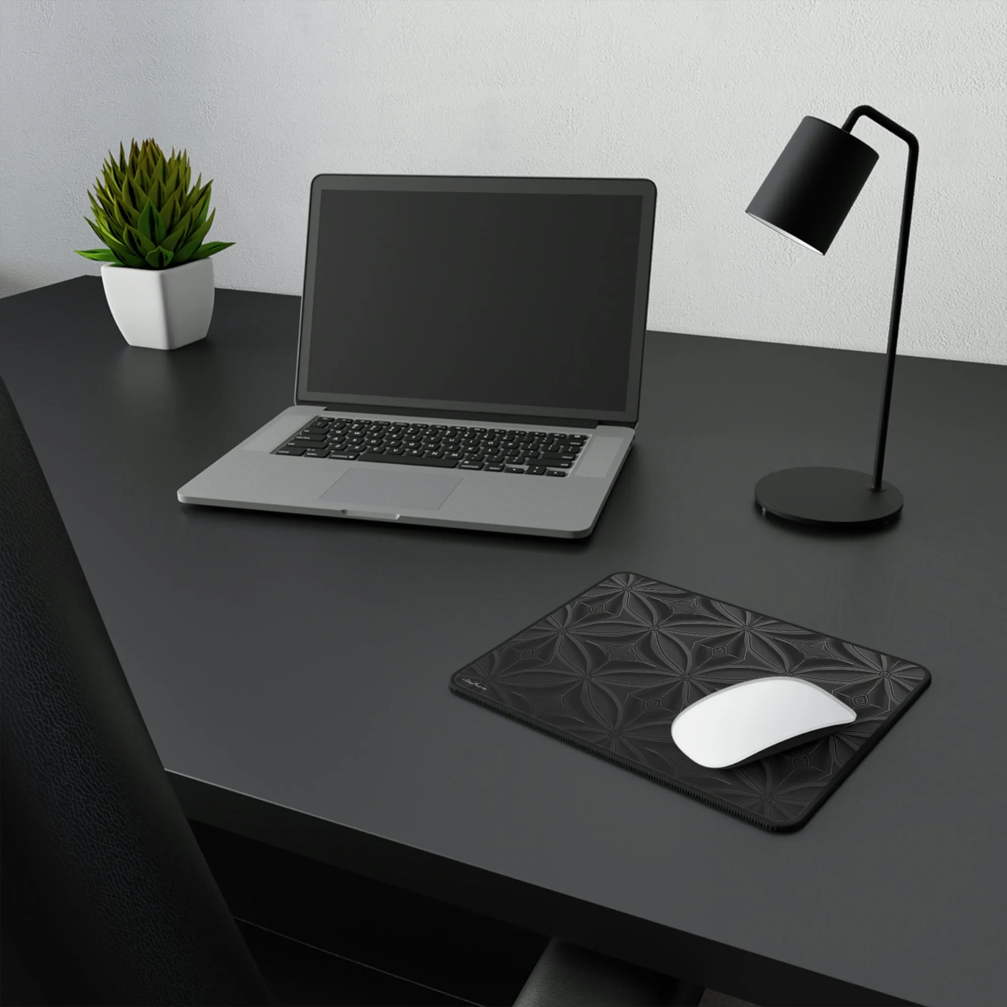 Fancy Black Geometric Pattern Mouse Pad #2