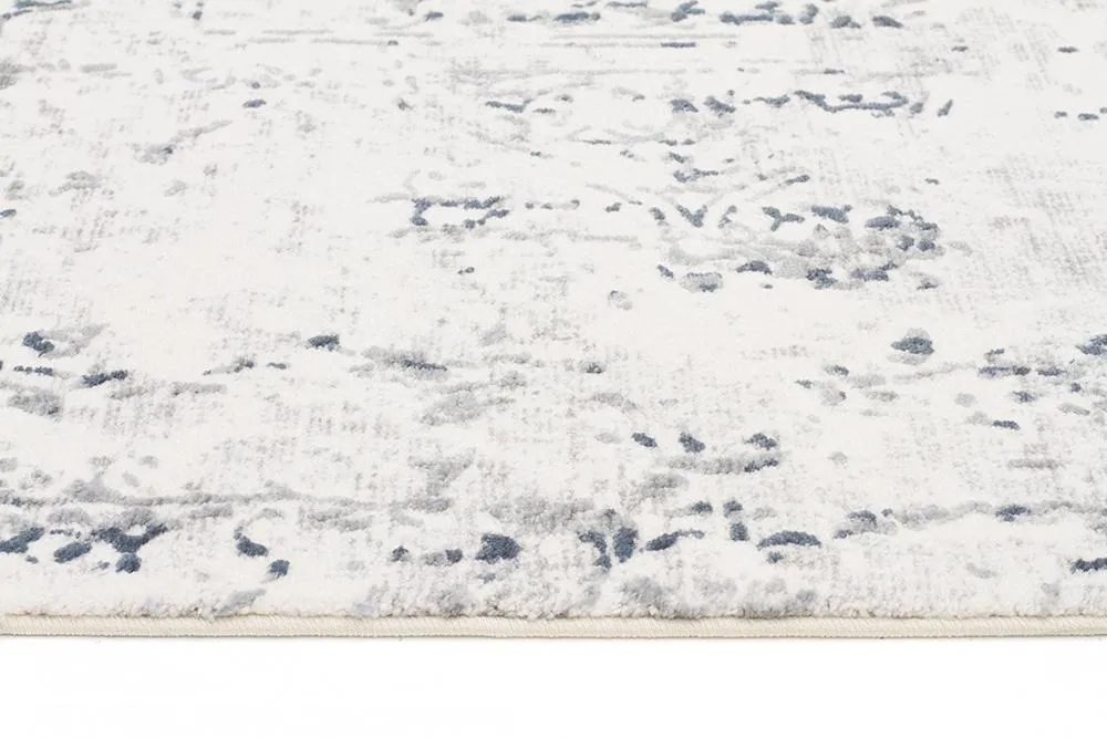 Farah Distressed Contemporary Rug White Blue Grey