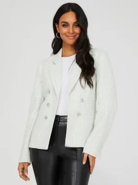 Faux Double-Breasted Boucle Blazer