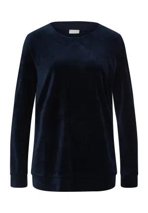 Favourites Velvet Round Neck Pullover | Deep Navy 78770-1610