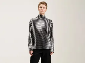 Foggy Stripe Turtleneck T-shirt (242 / W / WHITE)