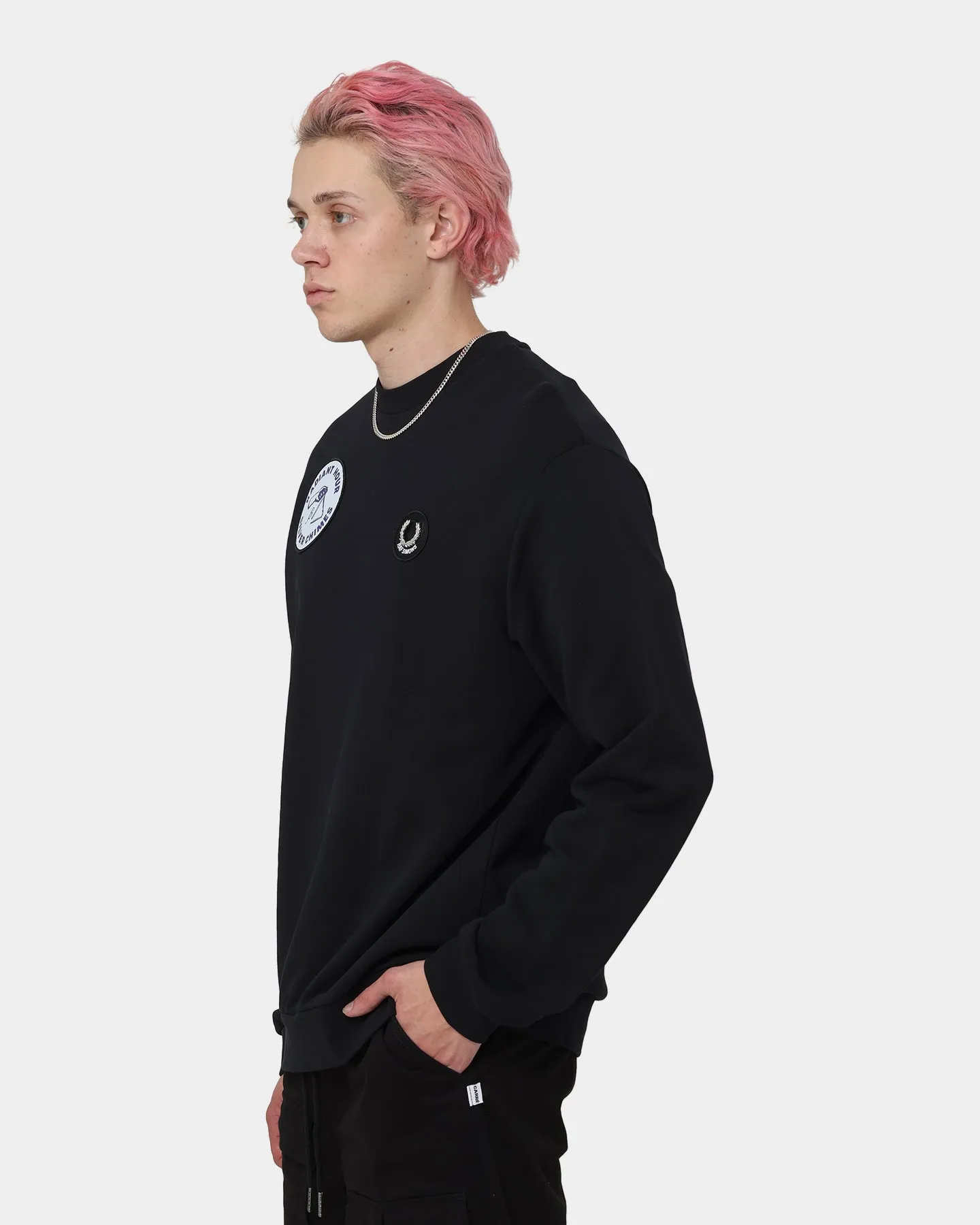 Fred Perry X Raf Simons Patched Sweatshirt Black