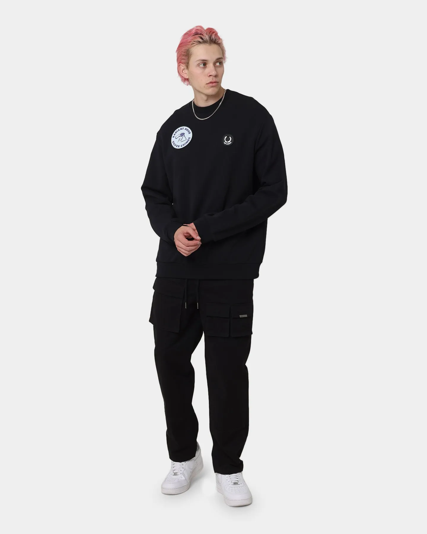 Fred Perry X Raf Simons Patched Sweatshirt Black