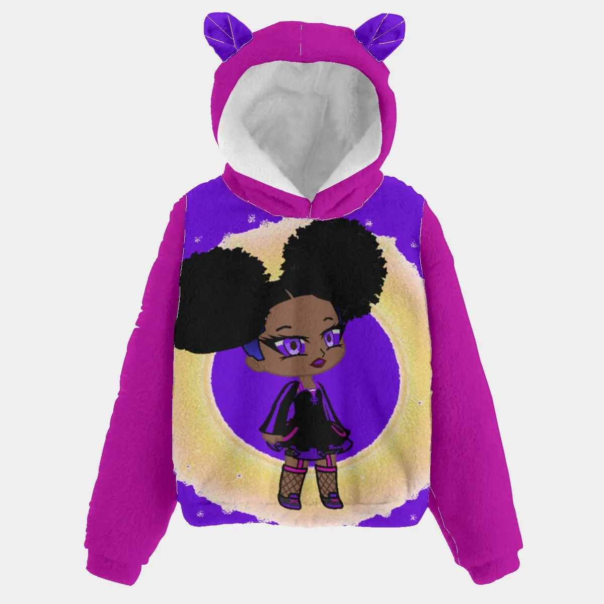 Fro-Puff Borg Fleece Girl's Sweatshirt With Ears