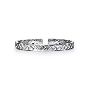 Gabriel & Co. Herringbone "Facets Collection" Flexible Bracelet in Sterling Silver