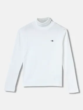 Gant Boys White Solid Turtle Neck Full Sleeves Sweatshirt