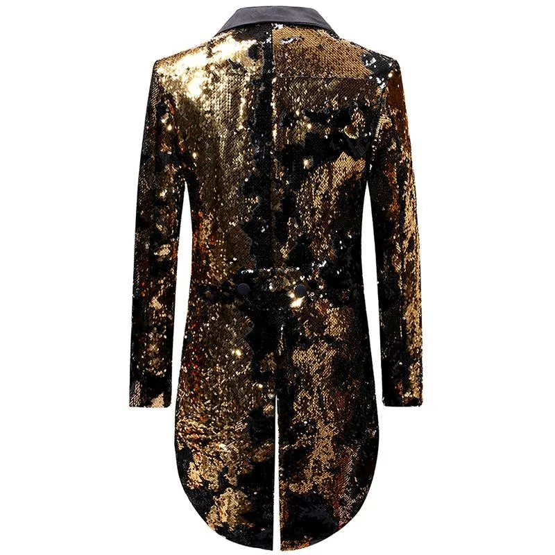 Gold Reversible Sequin Swallowtail Blazer