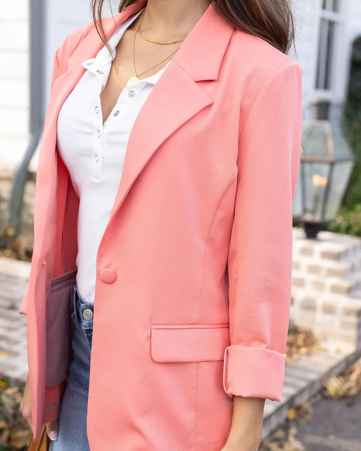 Grace & Lace Statement Blazer - Melon