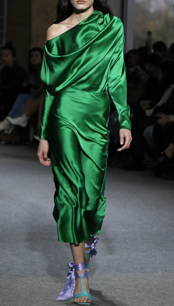 Grass Green Silk Satin