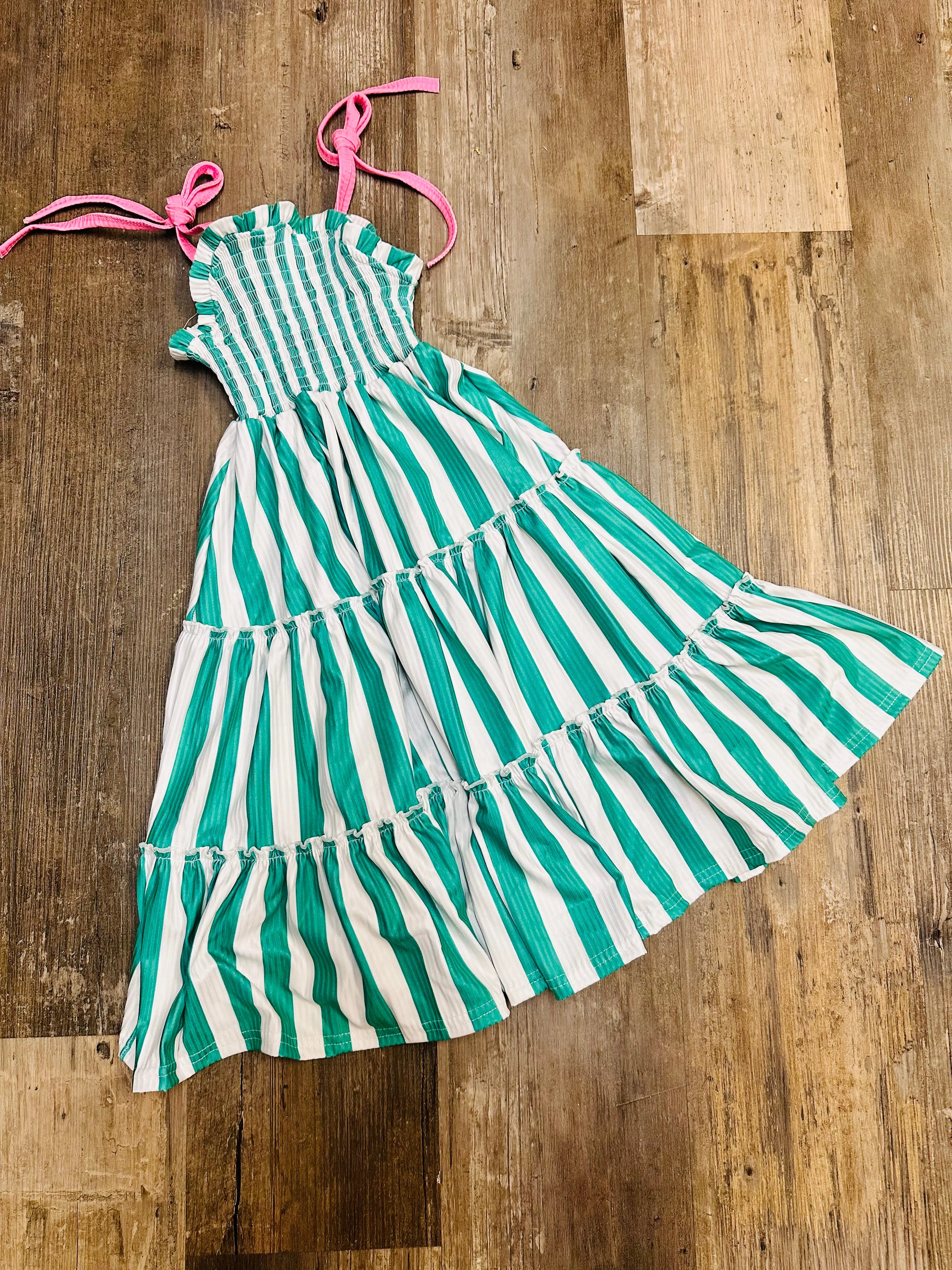 Green and White Stripes Midi Maxi