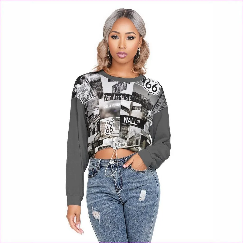 Greyed Streets Womens Long Sleeve Sweatshirt With Hem Drawstring