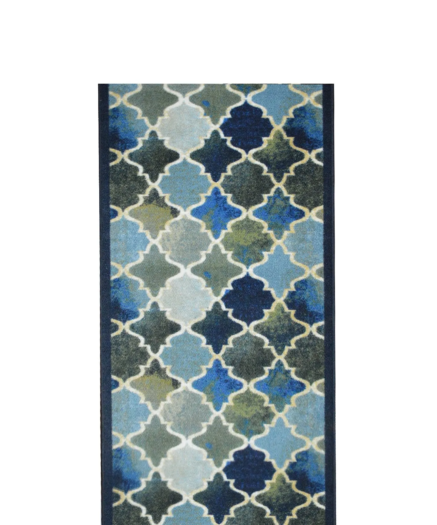 Hard Wearing Non-Slip Kitchen Runner Mat - Blue Anejo