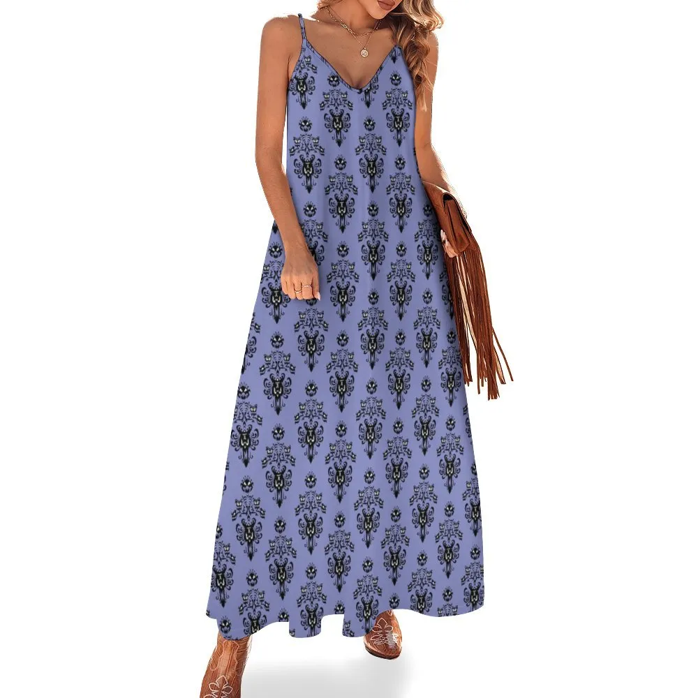 Haunted Mansion Wallpaper Women's Summer Slip Long Dress