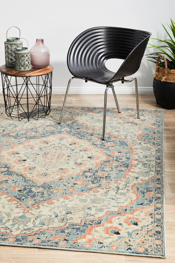 Helena Traditional Design Faded Blue Modern Floor Rug