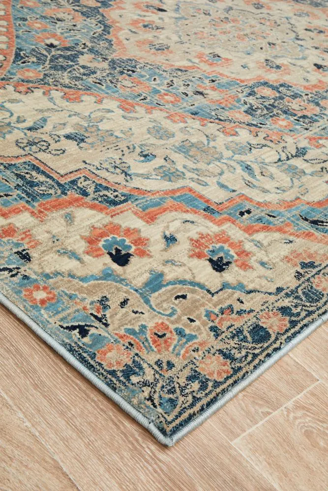 Helena Traditional Design Faded Blue Modern Floor Rug