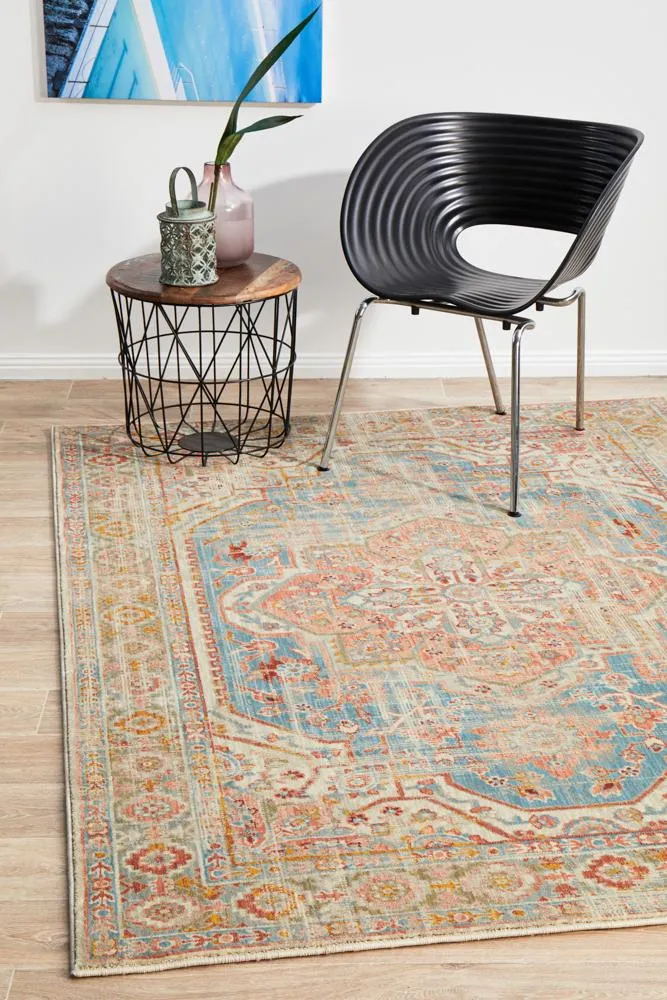 Helena Traditional Faded Coloured Blue Modern Rug-200X290CM