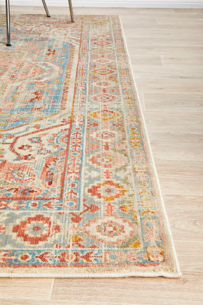 Helena Traditional Faded Coloured Blue Modern Rug-200X290CM