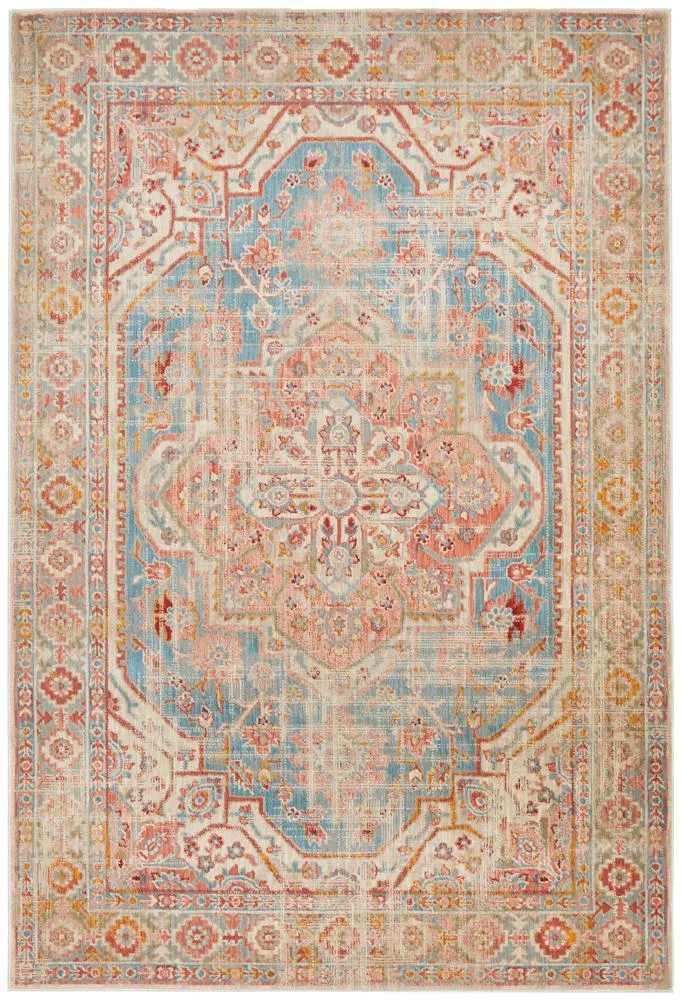 Helena Traditional Faded Coloured Blue Modern Rug-200X290CM