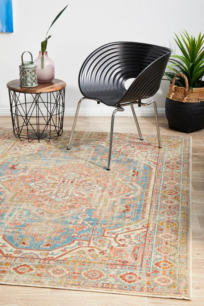 Helena Traditional Faded Coloured Blue Modern Rug-200X290CM