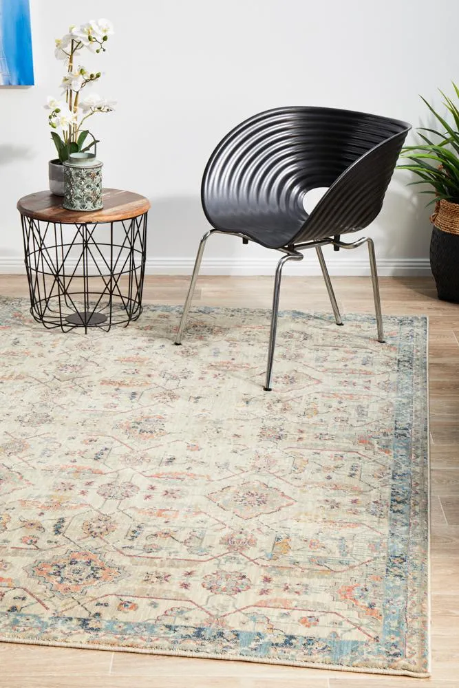 Helena Traditional Floral Faded Bone Modern Rug