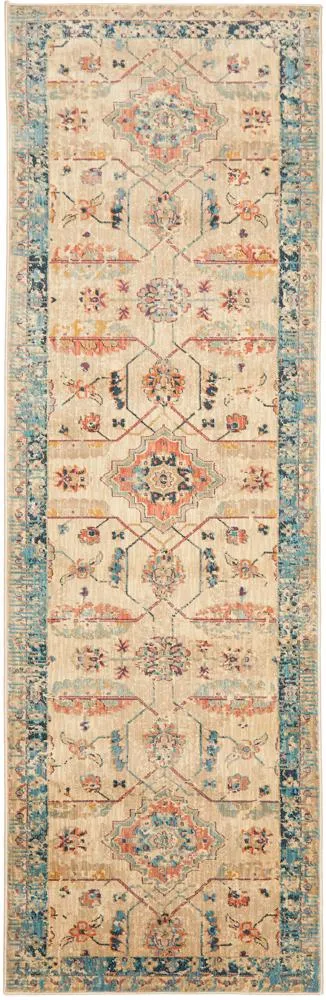 Helena Traditional Floral Faded Bone Modern Rug