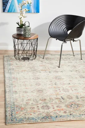 Helena Traditional Floral Faded Bone Modern Rug