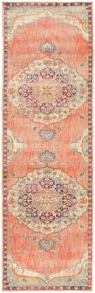 Helena Traditional Floral Terracotta Colour Modern Floor Rug  Runner