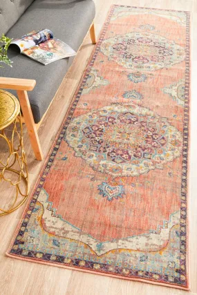 Helena Traditional Floral Terracotta Colour Modern Floor Rug  Runner