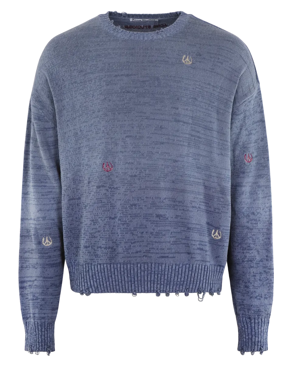 Heren Knitted Crewneck Jumper Blauw