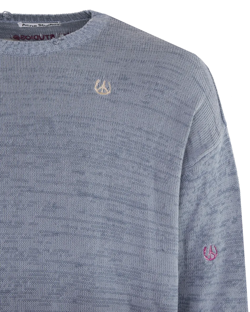 Heren Knitted Crewneck Jumper Blauw