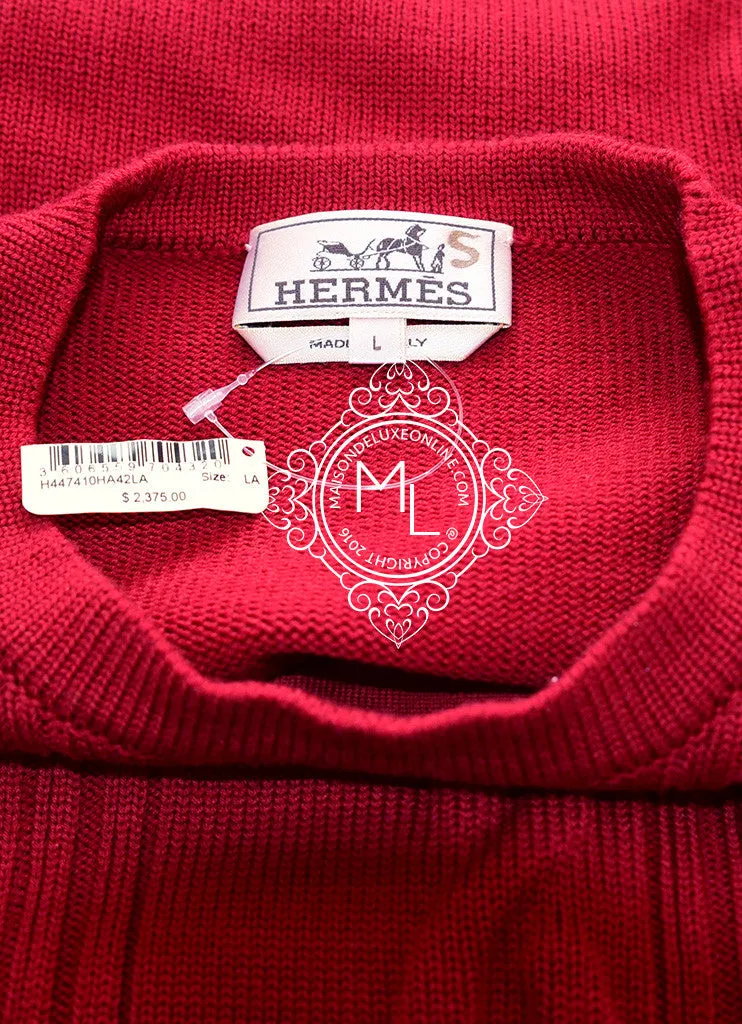 Hermes Men's $2600 Rouge H Red Wool Sweater Large