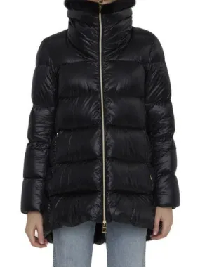 HERNO Feather Jacket with Fur Collar