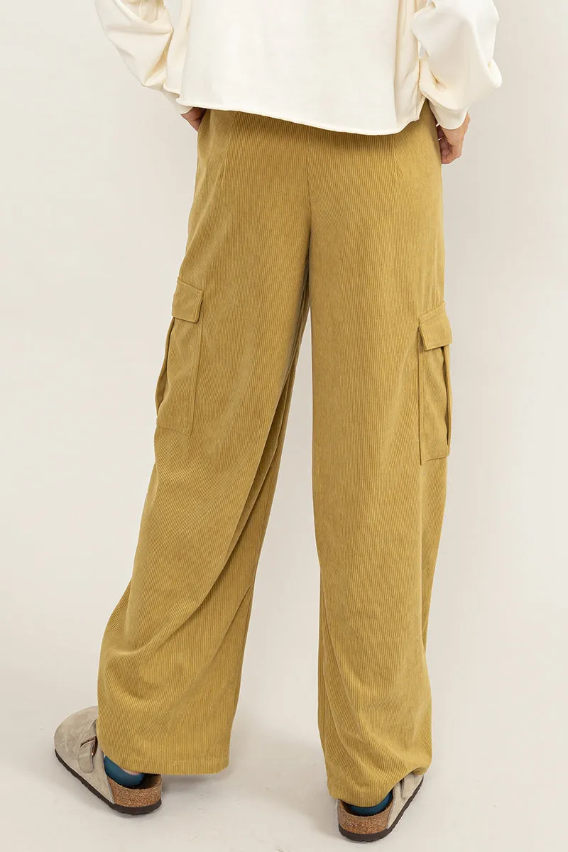 HF23F455-CORDUROY WIDE LEG CARGO PANTS