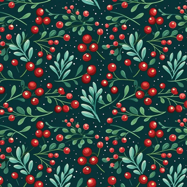 Holiday Berry Pattern HTV | Printed Heat Transfer Vinyl 12"