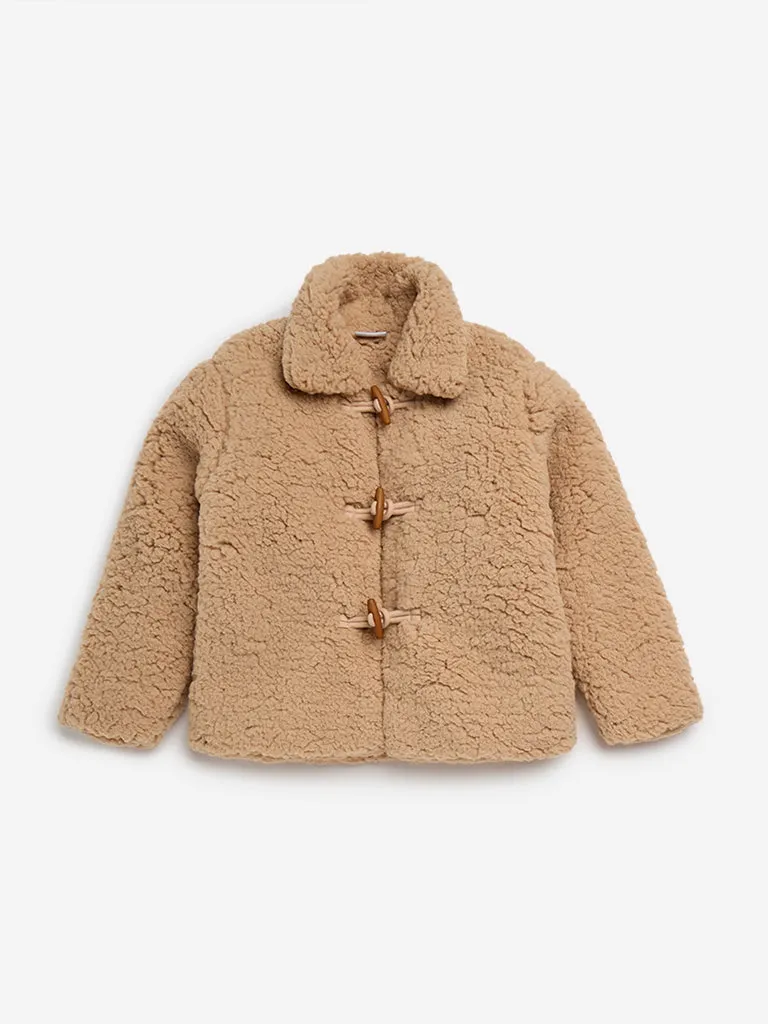 HOP Kids Beige Faux-Fur Jacket