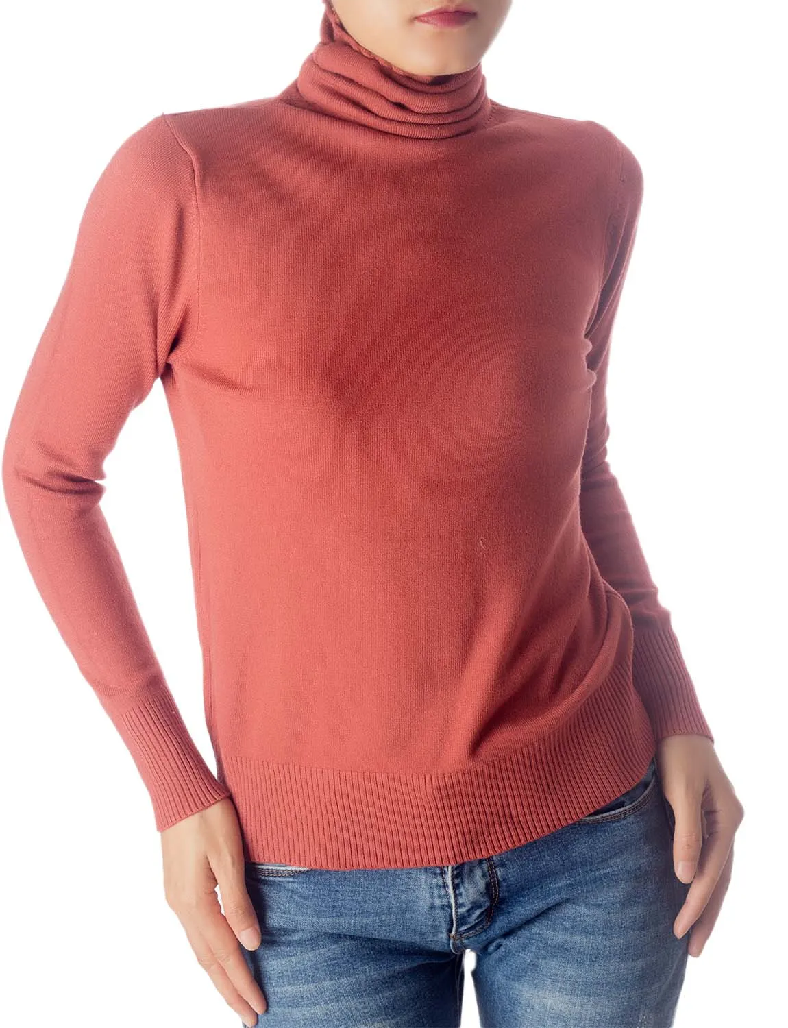 iB-iP Women's Solid Color Lightweight Turtle Neck Tops Fashion Pullover Sweater