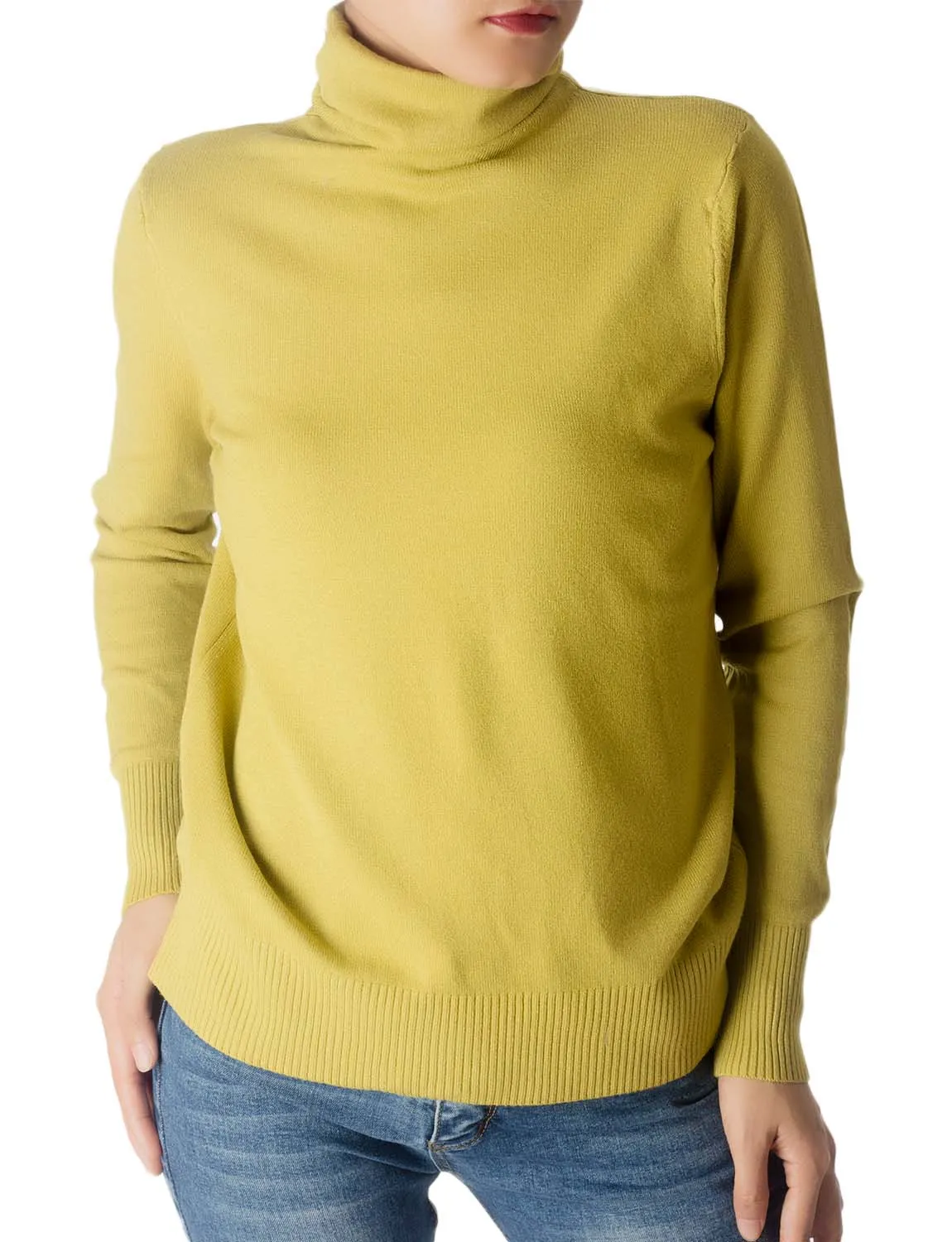 iB-iP Women's Solid Color Lightweight Turtle Neck Tops Fashion Pullover Sweater