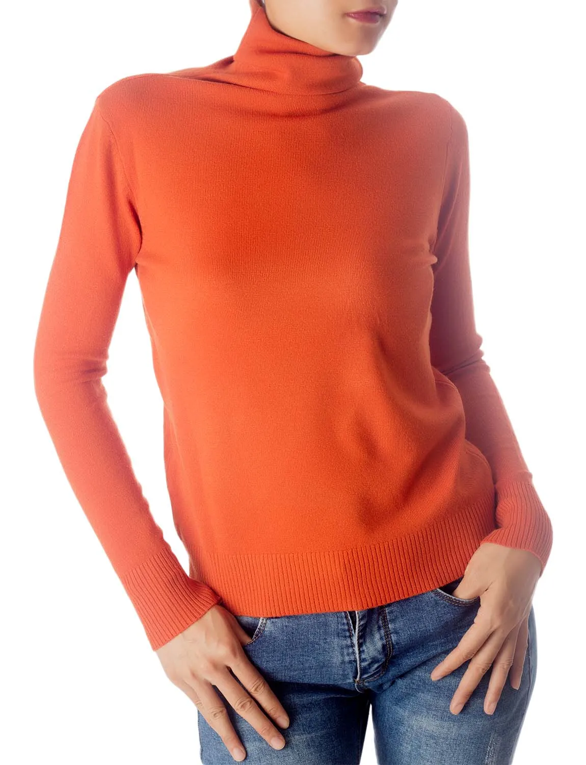 iB-iP Women's Solid Color Lightweight Turtle Neck Tops Fashion Pullover Sweater