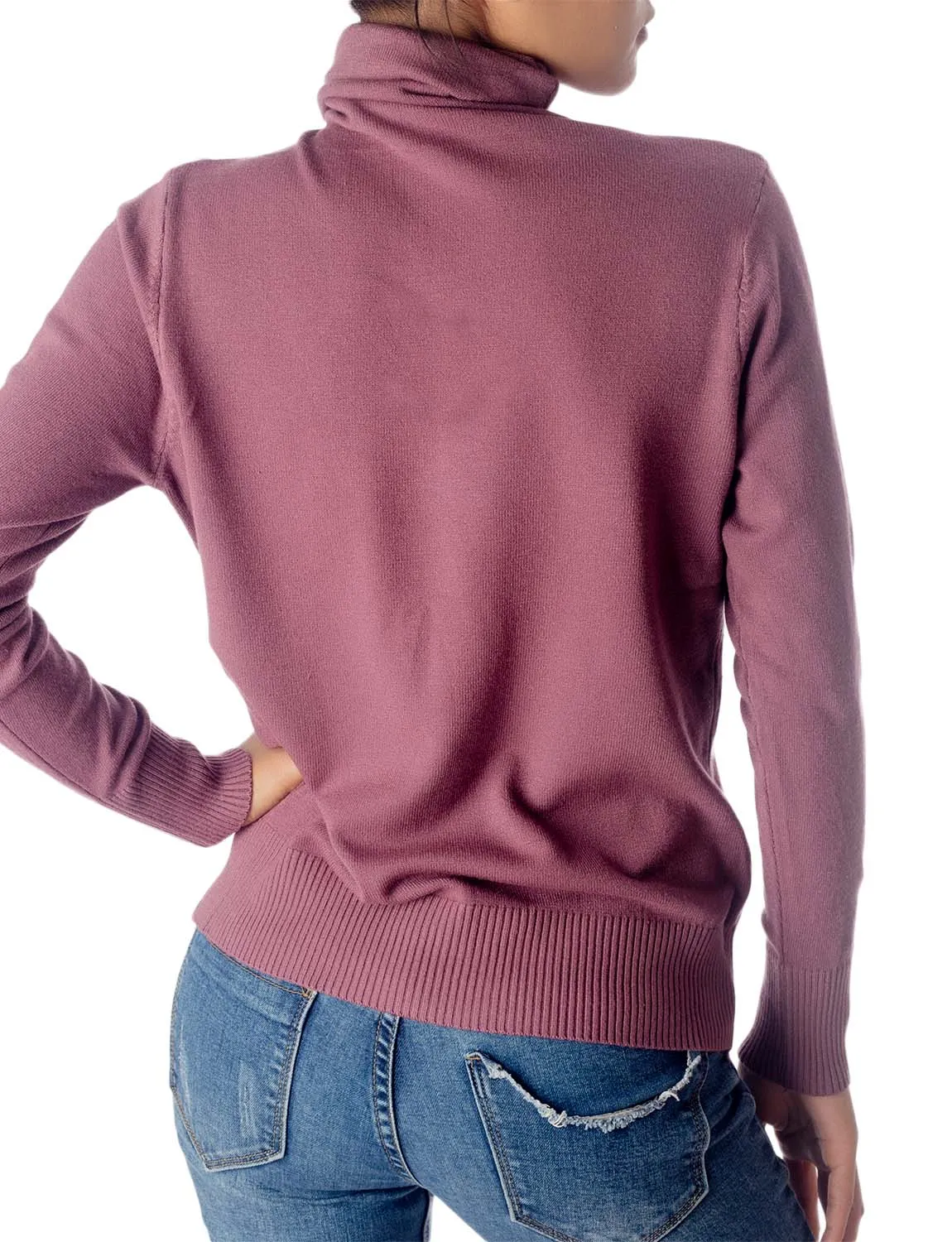 iB-iP Women's Solid Color Lightweight Turtle Neck Tops Fashion Pullover Sweater