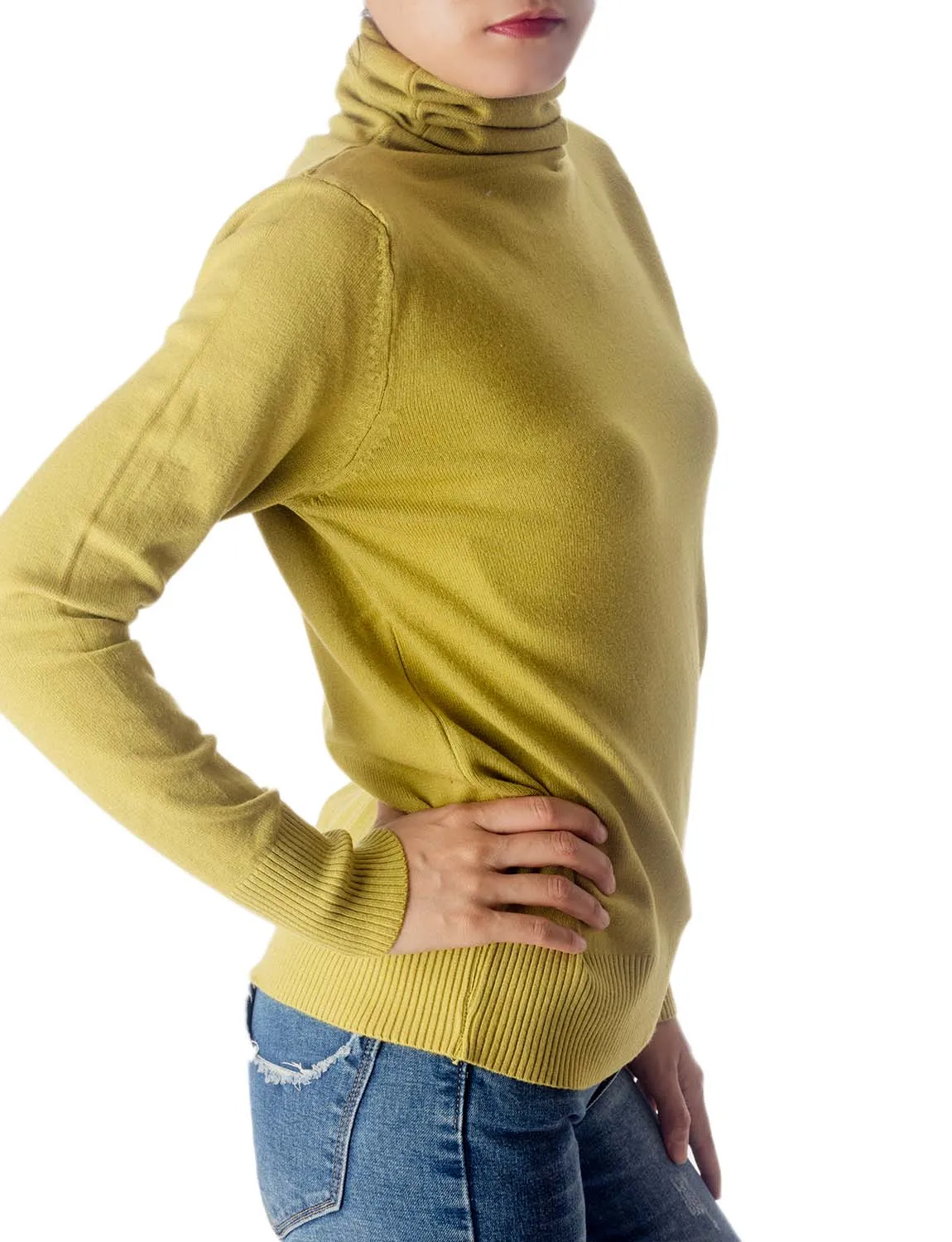 iB-iP Women's Solid Color Lightweight Turtle Neck Tops Fashion Pullover Sweater