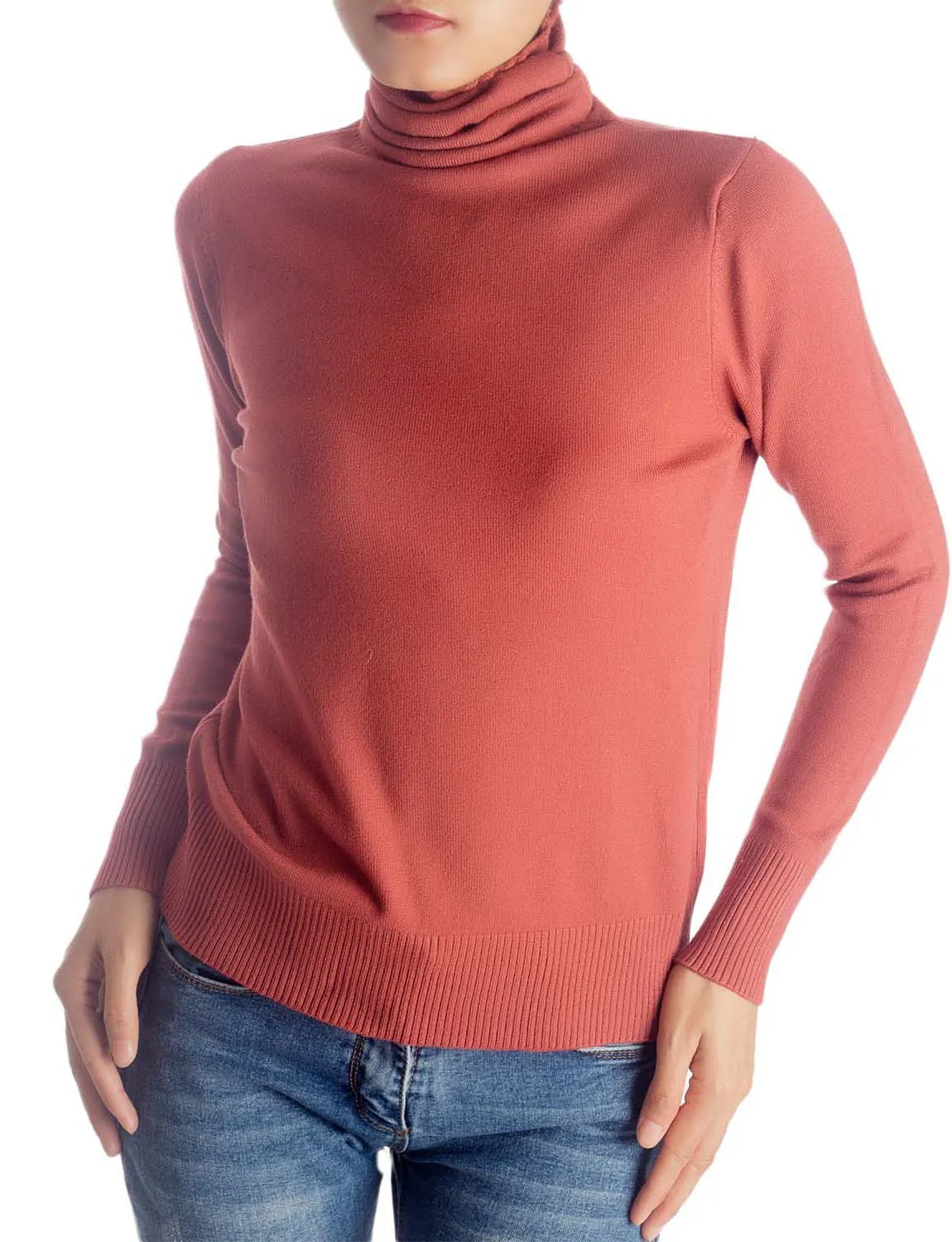 iB-iP Women's Solid Color Lightweight Turtle Neck Tops Fashion Pullover Sweater