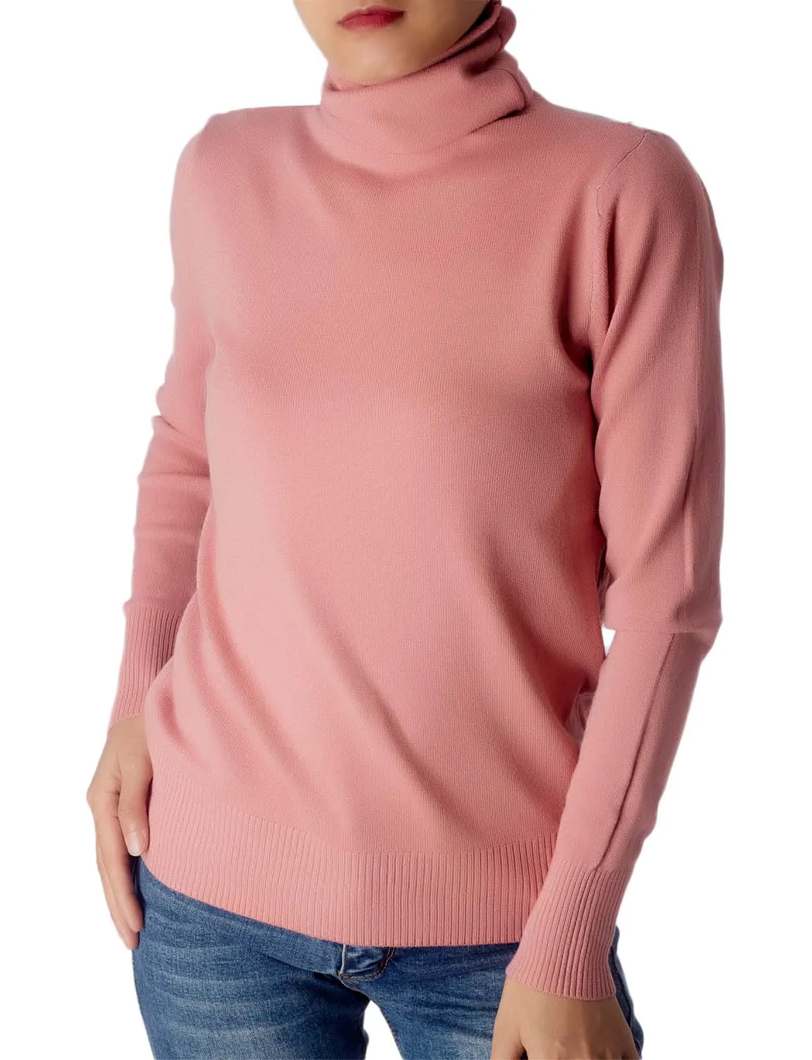 iB-iP Women's Solid Color Lightweight Turtle Neck Tops Fashion Pullover Sweater