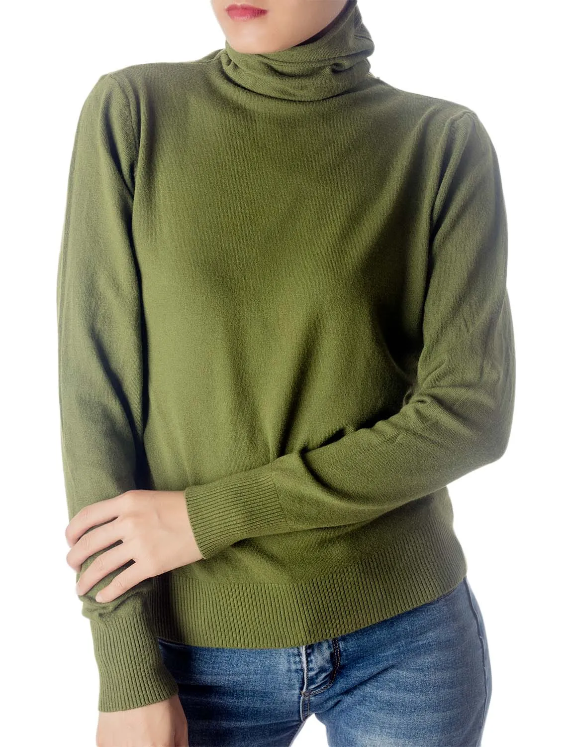 iB-iP Women's Solid Color Lightweight Turtle Neck Tops Fashion Pullover Sweater