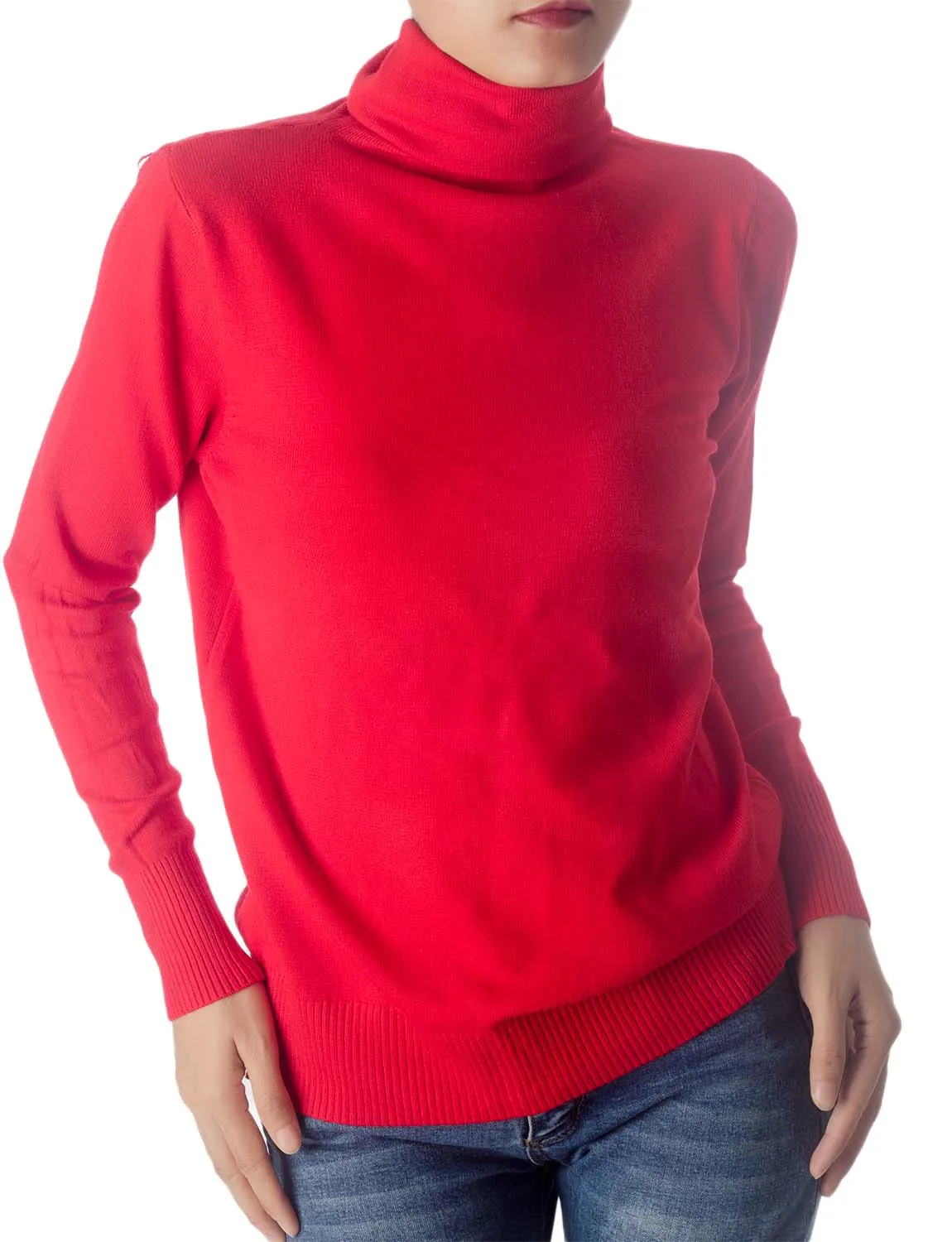 iB-iP Women's Solid Color Lightweight Turtle Neck Tops Fashion Pullover Sweater