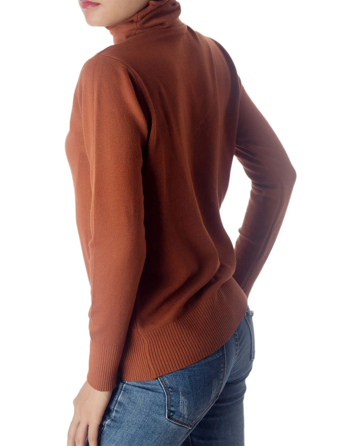 iB-iP Women's Solid Color Lightweight Turtle Neck Tops Fashion Pullover Sweater