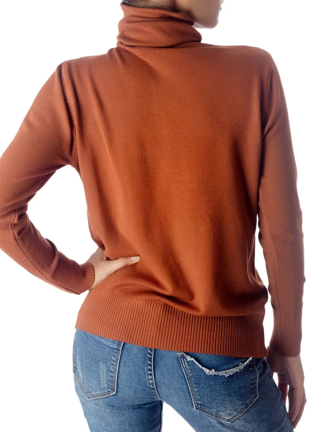 iB-iP Women's Solid Color Lightweight Turtle Neck Tops Fashion Pullover Sweater