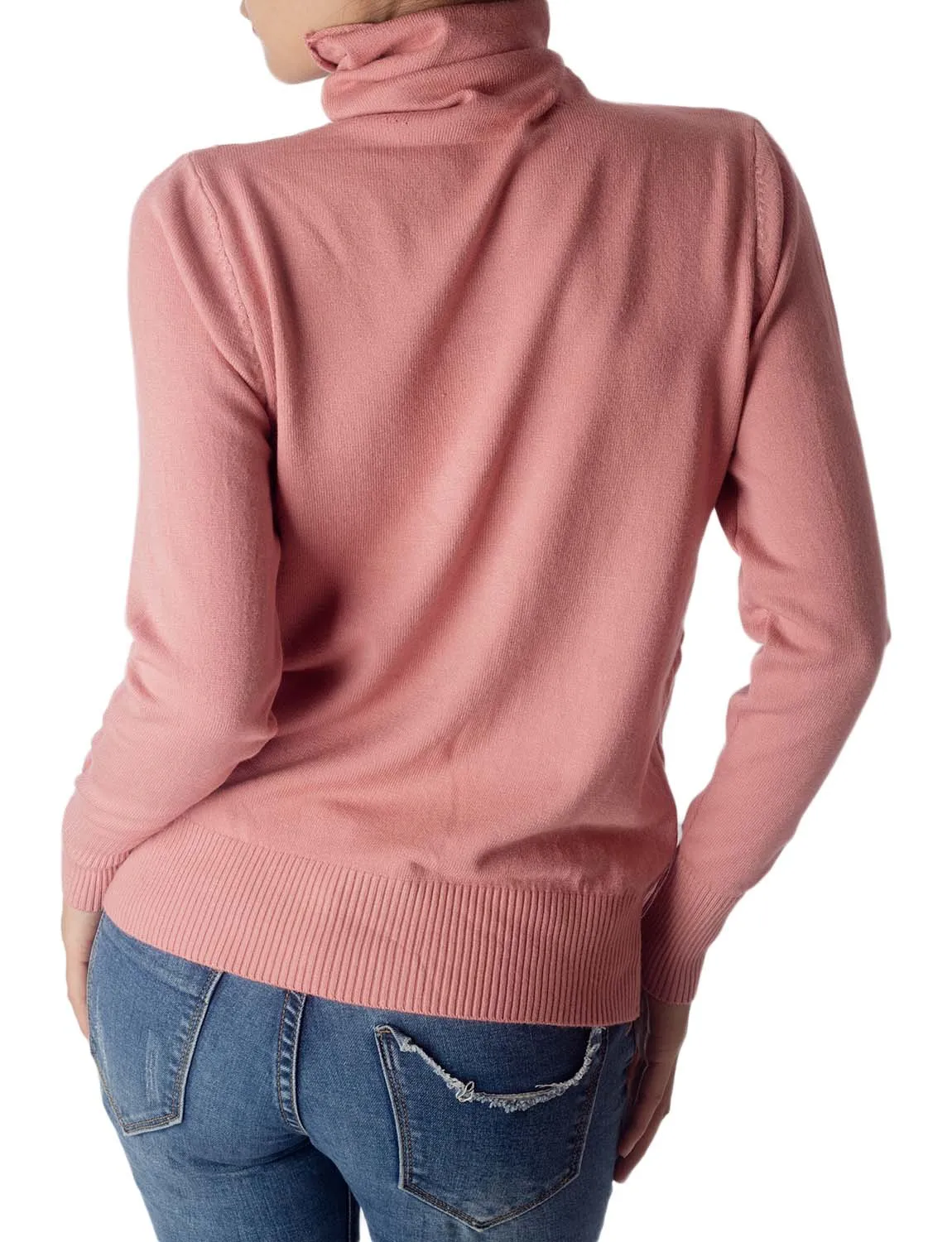 iB-iP Women's Solid Color Lightweight Turtle Neck Tops Fashion Pullover Sweater