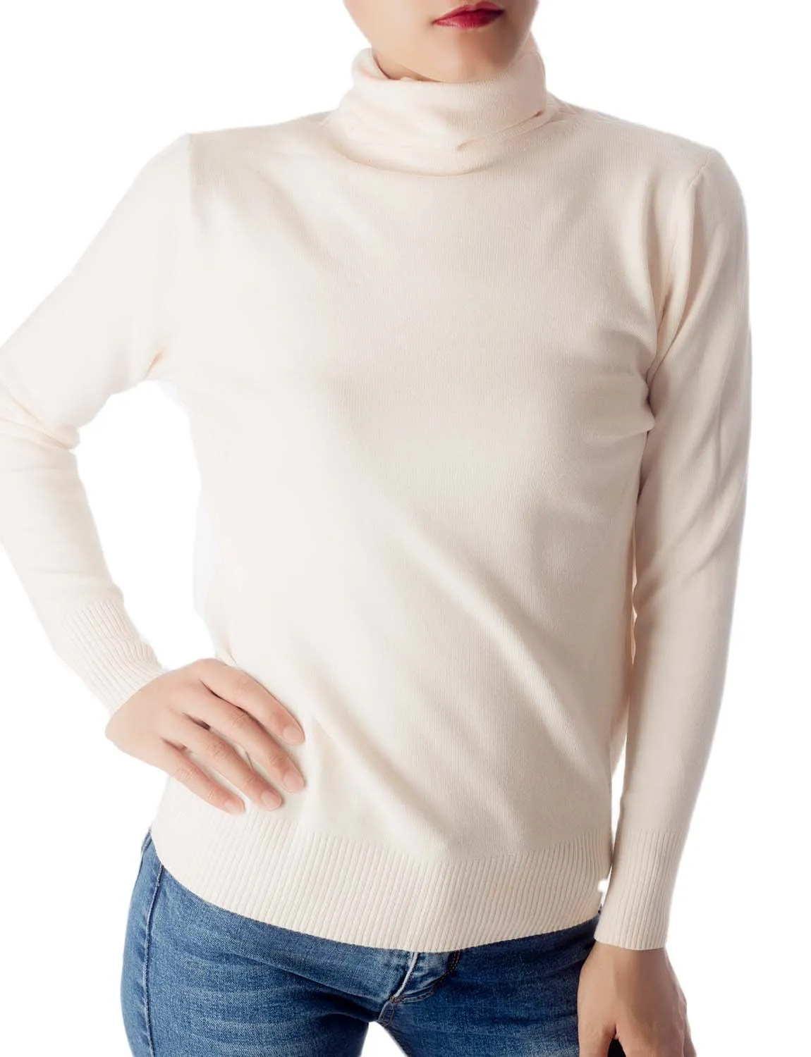 iB-iP Women's Solid Color Lightweight Turtle Neck Tops Fashion Pullover Sweater